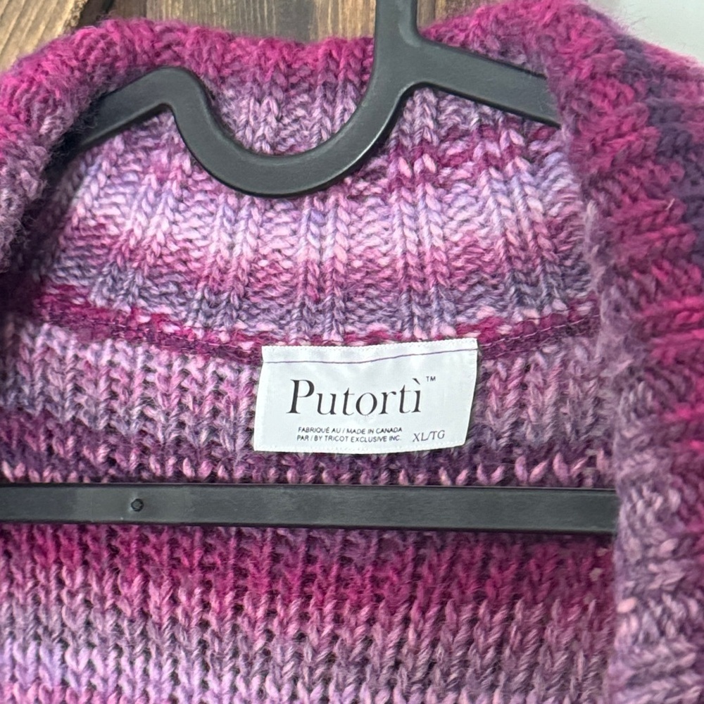 Putorti Made In Canada Striped Wool Blend Knit Vest with Tie-Front - Picture 3 of 7